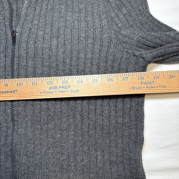 Plaza South Vtg Womens M Ribbed Gray Wool Blend Zip Cardigan Faux Fur Collar EUC - Picture 6 of 14